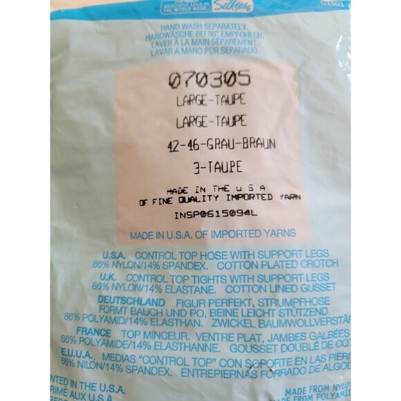 Lot of 2 Vintage Silkies Large Control Top Pantyhose NIP Taupe 70305 - Picture 3 of 5